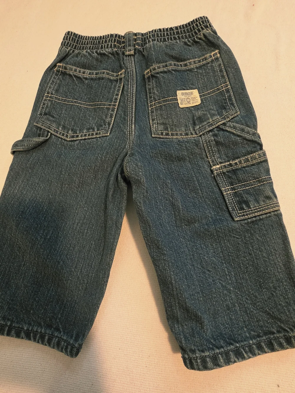 OshKosh B'gosh Blue Denim 100% Cotton Pull On Capri 12mos Strecth Garter Waist